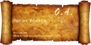 Ogrin Aletta névjegykártya